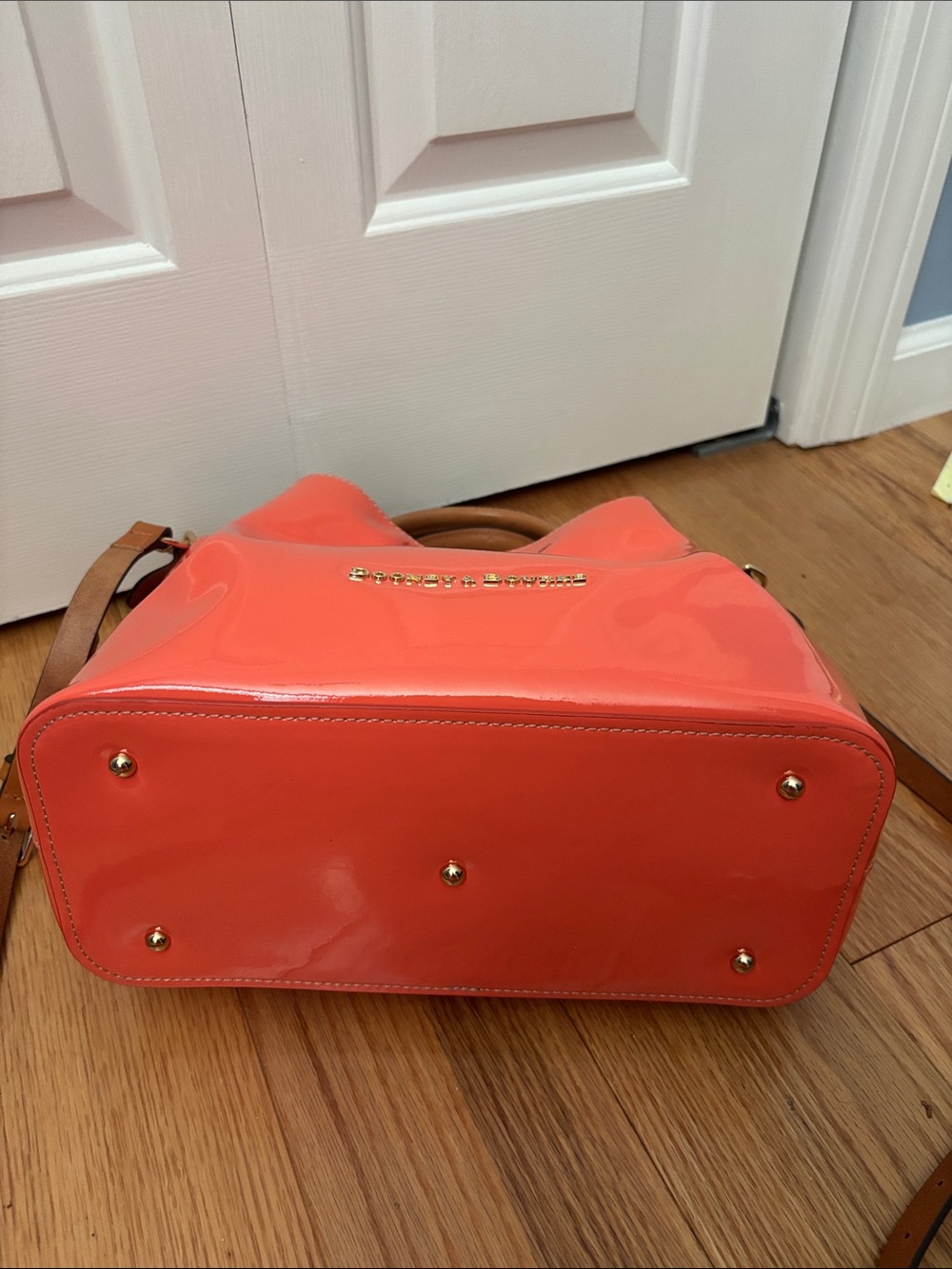 NEW! Dooney & Burke Orange Patent Leather Large City Barlow Bag Limited Edition. - Picture 4 of 14